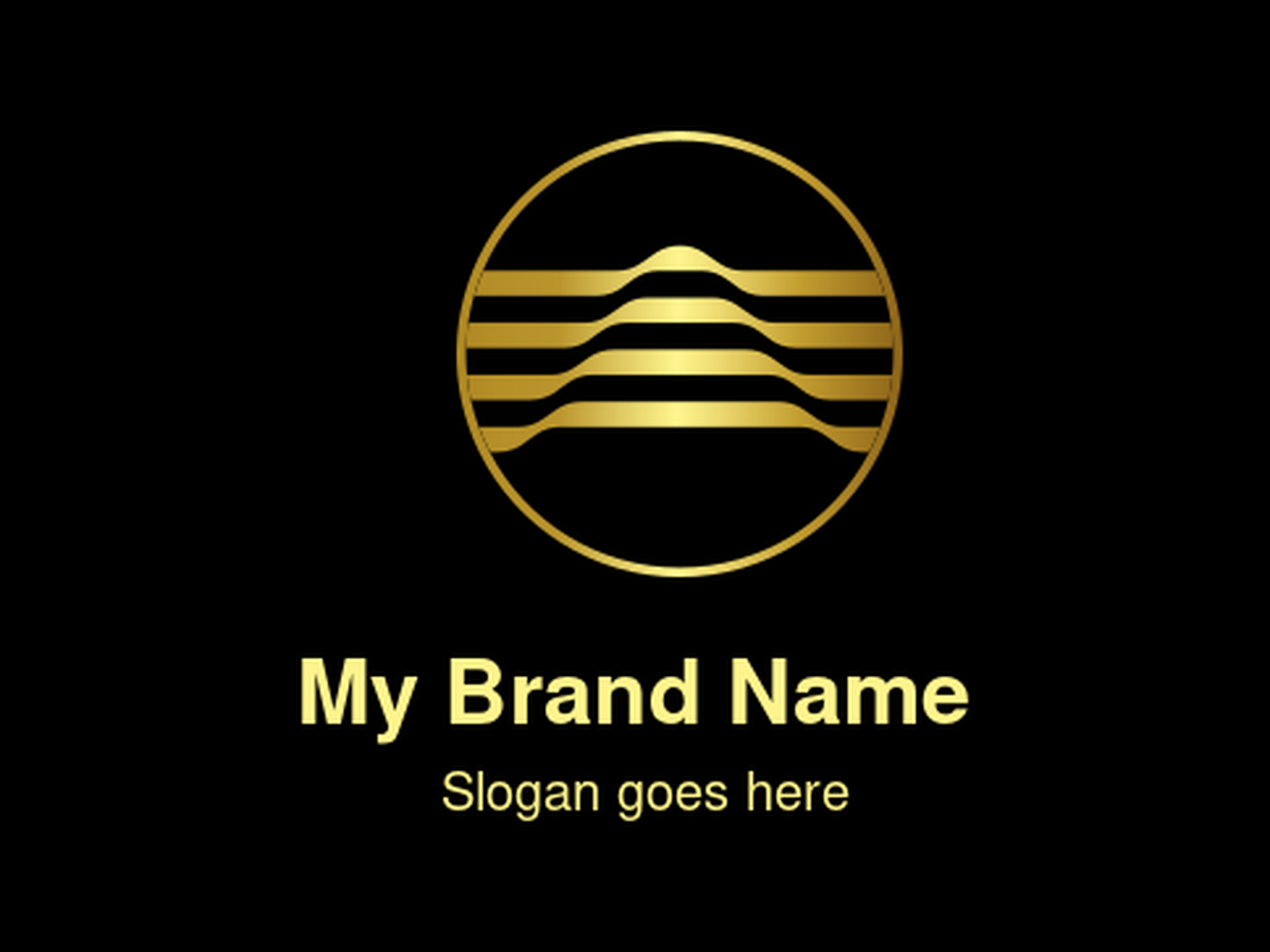 Luxurious Gold Abstract Wavy Lines within a Circle and Letter A Logo, Evoking Movement, Growth, and Stability, Ideal for Financial Services, Hospitality, Wellness, and High-End Brands